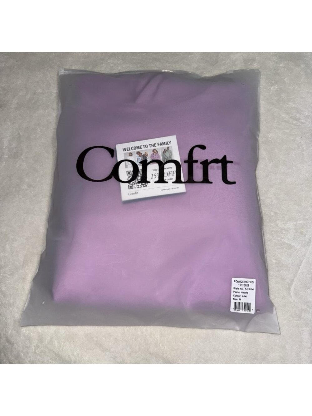 Comfrt Pastel Hoodie Lilac Purple Medium M Comfort Collection NWT New